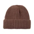 Kids Brown Chunky Knit Beanie Hat Autumn Winter Warm Solid Color Toddler Pullover Cap - Coffee