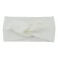 White knitted twisted headband, comfortable elastic wide sports yoga hair band accessory. - White