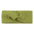 Green ribbed twisted headband for women, elastic sports hair band and yoga hair accessory. - Light Green