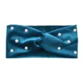 Dunkelblaue Samt Haarreif mit weißen Perlen, elegantes gedrehtes Haarband Accessoire. - Blau