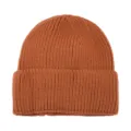 Berretto in maglia a coste tinta unita, cuffia risvolto marrone caramello calda inverno - Colore caramello