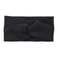 Black ribbed twist headband, elastic knit wide hair band for yoga and daily sports. - Twist Style / Black
