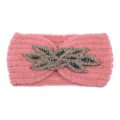 Fascia in maglia rosa con decorazione in strass di perline, accessorio per capelli caldo. - Rosa Antico