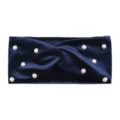 Dunkelblaue Samt Haarreif mit Kunstperlen, verdrehtes Knoten Haarband für Damen Alltag. - Marineblau