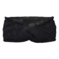 Black knitted twist headband with warm plush lining, thick winter ear warmer hair band. - Black