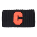 Fascia per capelli larga in maglia nera con patch lettera C arancione per uso quotidiano - Nero