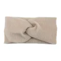 Metallic ribbed twist headband for women, elastic sports yoga hair accessory, wide head wrap. - Twist Style / Beige