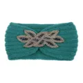 Fascia Lavorata A Maglia Perle Donna Caldo Copriorecchie Moda Yoga Accessorio Capelli Inverno - Verde scuro