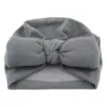 Grey baby knot turban hat, soft infant beanie cap, cute newborn head wrap for daily wear. - One Size / Dark Gray