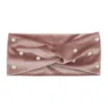 Elegantes Samt Knoten Haarband mit Perlen, weites weiches Stirnband fuer Alltag und Yoga. - Altrosa