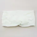White plush lined twisted knit headband, thick thermal wool ear warmer for winter sports. - Cream