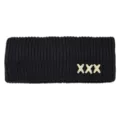 Fascia per capelli in maglia nera con ciondoli in strass a X, cerchietto largo per donna. - Nero