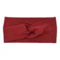 Red Knitted Twist Headband Elastic Wide Hair Band for Sports Fitness and Daily Yoga - Burgundy