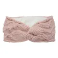 Pink fleece lined knitted twist headband, warm winter ear warmer hair band for women. - Pink