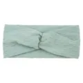 Sage green honeycomb textured twist yoga headband, stretchy wide sports sweatband item. - Mint Green