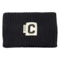 Bandeau en tricot noir avec patch lettre C, accessoire de cheveux en laine large pour yoga. - Bandeau Tricoté Lettre C / Noir