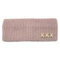 Fascia per capelli larga in maglia rosa con ciondoli X in strass lucidi, elegante fascia in lana. - Rosa