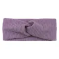 Purple textured twist headband for women, elastic yoga hair band, wide sport sweatband. - Mauve