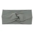 Grey ribbed knit headband, stylish twist design wide hair band for yoga, sports and daily wear. - Gray