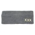 Fascia per capelli in maglia grigia con ciondoli tripli X in strass, fascia larga da donna. - Grigio