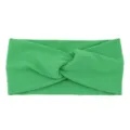 Green knitted twisted headband, elastic sports hair band and yoga hair accessory for women. - Green
