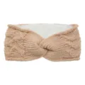 Thick knitted winter fleece headband, warm fuzzy lined ear warmer twist hair band. - Rice Pink