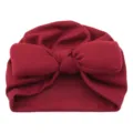 Einfarbiger Babyturban mit Knoten, dunkelrote Kleinkind Schleifenmütze für Alltag. - Einheitsgröße / Burgunderrot