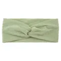 Solid green honeycomb textured yoga cross headband, elastic sports hair band for daily wear. - Bean Green