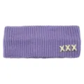 Fascia in maglia viola per donna, scaldacollo largo invernale con ciondoli strass X luminosi. - Viola