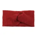 Red ribbed twist headband elastic sports yoga hair accessory wide solid color hairband. - Twist Style / Bright Red