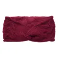 Burgundy chunky knit fleece-lined headband, warm winter ear warmer hair accessory. - Burgundy