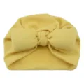Süße einfarbige Baby Turban Mütze mit Knoten Kleinkind Kopfbedeckung weiche Kleinkind Mütze gelb - Einheitsgröße / Gelb