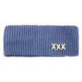 Fascia per capelli in maglia blu da donna, elegante fascia larga con strass in metallo. - Blu