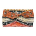Böhmisch bedrucktes, gedrehtes Stirnband, elastisches breites Haarband für Yoga und Sportbekleidung. - Gestreift Orange