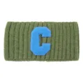 Fascia per capelli larga in maglia verde con patch lettera C blu, copricapo elegante. - Verde militare