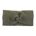 Sparkly metallic ribbed knotted headband, wide elastic hair band for women yoga sportswear. - Twist Style / Dark Yellow