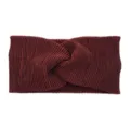 Sparkly dark red knitted twisted headband, wide elastic hair band for yoga and sports wear. - Twist Style / Wine Red