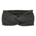 Dark grey fleece lined twist knitted headband winter warm thermal thick wool hair band - Dark Gray