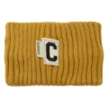 Bandeau tricoté large jaune avec broderie lettre C, accessoire de cheveux d'hiver chaud. - Bandeau Tricoté Lettre C / Curcuma
