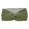 Green fleece lined knitted twist headband winter warm thick wool sports hair band ear warmer - Bean Green