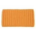 Orange ribbed knit wide headband for women, soft solid color hair band for daily wear. - Turmeric