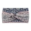 Damen Boho Blumenmuster geknotetes Stirnband elastisches breites Haarband Yoga Sport Accessoire - Gestreift Rosa