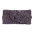 Sparkly metallic twist headband for women, wide elastic hair band for yoga and sports fashion. - Twist Style / Deep purple