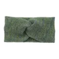 Sparkly knit cross headband wide metallic hair band stretchy yoga sports hair accessories - Twist Style / Dark Green