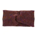 Sparkly metallic knit twist headband for women, wide elastic hair wrap for sports. - Twist Style / Multicolor Red