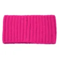 Bright pink ribbed knit headband wide winter hair accessory for daily face washing casual - Rose Red