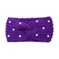 fascia per capelli intrecciata in maglia viola con perle da donna accessorio invernale - Viola
