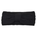 Schwarzes Strick-Schleifen-Stinrband, warme Winter Zopfmuster Haarband elastisches Haar-Accessoire. - Schleife Zopfmuster Stirnband (MT22-025) / Schwarz