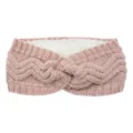 Pink knit headband for women winter warm fleece lined ear warmer cross hair band soft accessory - Pink
