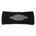 Fascia per capelli nera lavorata a maglia con strass inverno calda cristallo scintillante moda - Nero